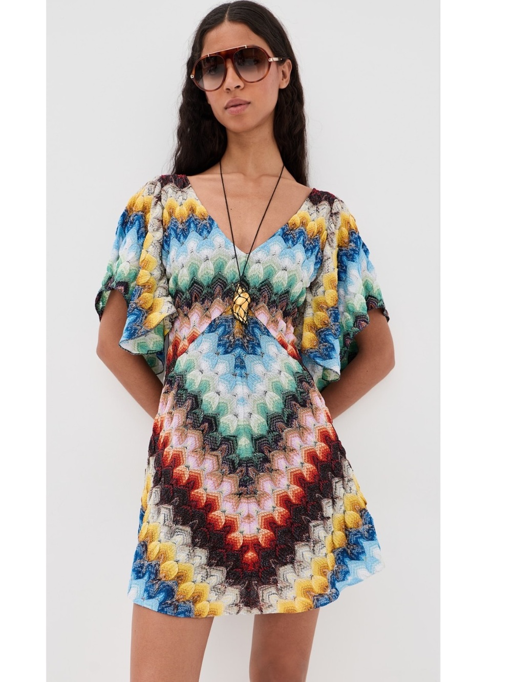 Missoni raschel multicolored lame mini dress